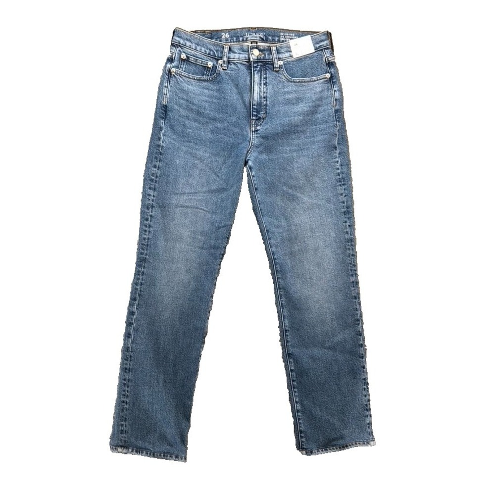 J Crew '96 Straight Jeans Womens 26 2 Blue Denim Mid Rise Basic New Hemmed